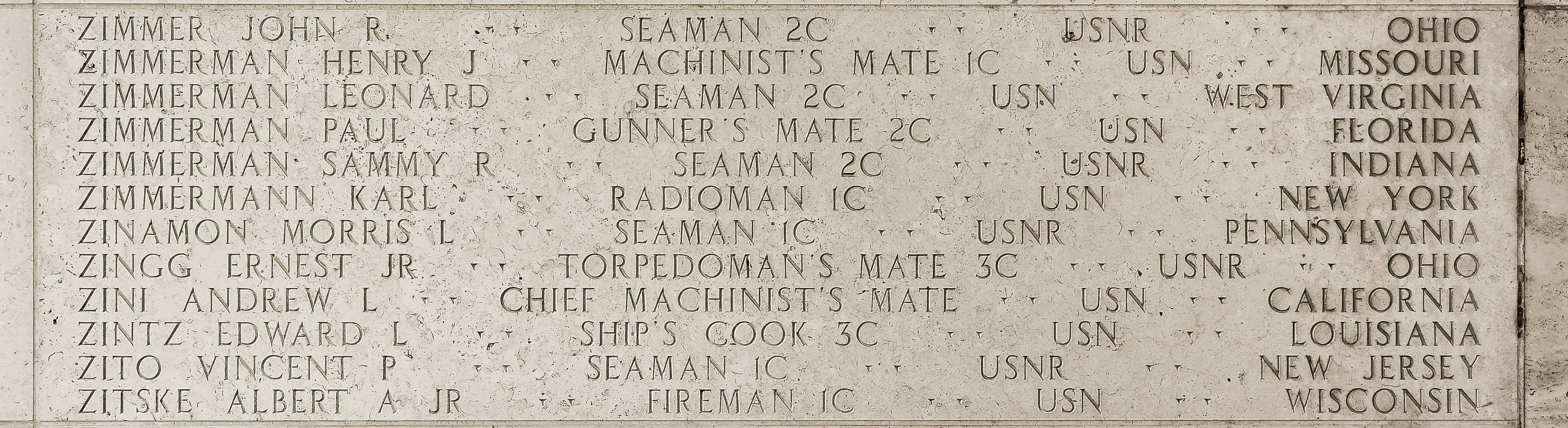 Leonard  Zimmerman, Seaman Second Class